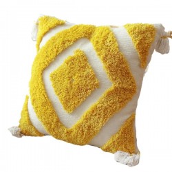 Morocco Throw Pillow for Case Minimalist Diamond Pattern Tufted Tassel Cushion C