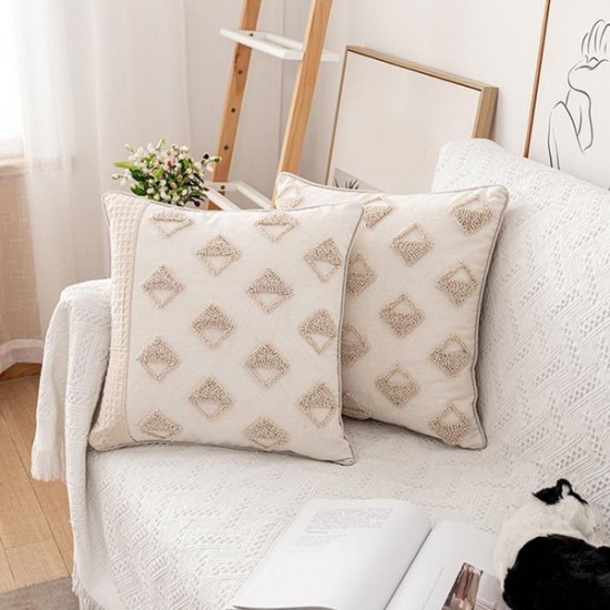 Soft Cotton Decorative Throw Pillow Cover Boho Tufted Cushion for Case Pillow fo
