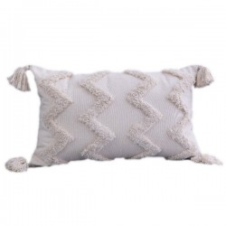 Boho Tufted Throw Pillow Cover with Handwoven Stripes Tassel Home Decor Handmade