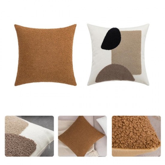 Nordic Throw Pillow for Case Line Drawing Abstract Face Tufted Square Cushion Co