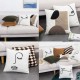 Nordic Throw Pillow for Case Line Drawing Abstract Face Tufted Square Cushion Co