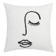 Nordic Throw Pillow for Case Line Drawing Abstract Face Tufted Square Cushion Co