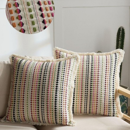 Luxury Dot Pattern Throw Pillow with Faux Fur Trim for Sofa and Bed