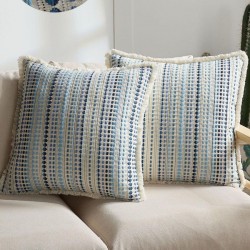 Luxury Dot Pattern Throw Pillow with Faux Fur Trim for Sofa and Bed