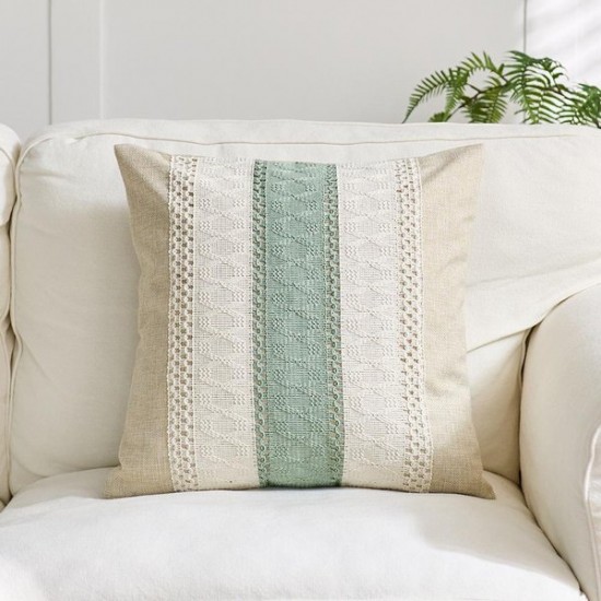 Wabi-Sabi Organic Linen Throw Pillow Covers | Natural Beige Boho Chic Sofa Cushions for