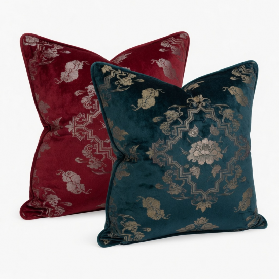Modern Oriental Luxury Throw Pillows | Velvet Cushion Covers for Sofa & Bed