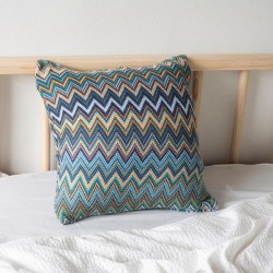 Bohemian Throw Pillow Cover with Ethnic Stripes and Knit Texture