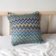 Bohemian Throw Pillow Cover with Ethnic Stripes and Knit Texture