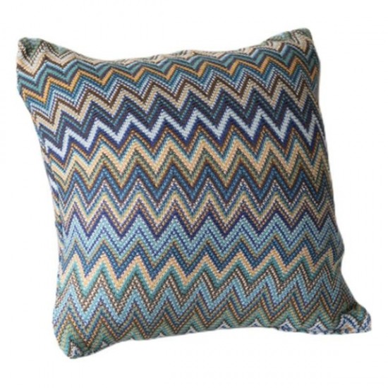 Bohemian Throw Pillow Cover with Ethnic Stripes and Knit Texture