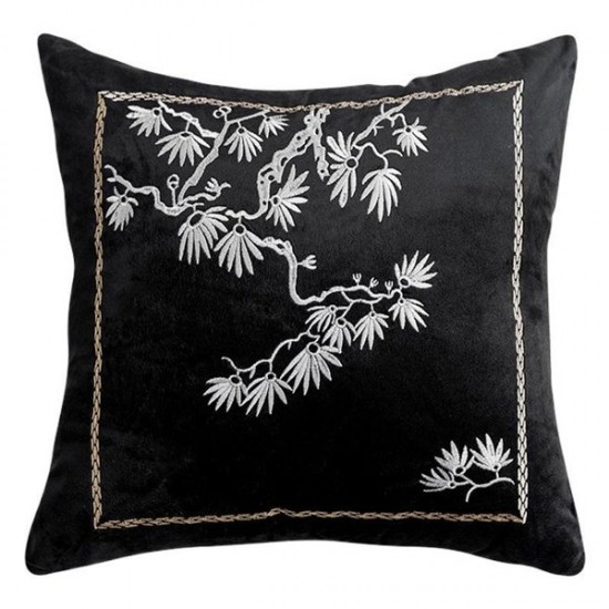 Modern Oriental Pine Tree Cushion Cover | Luxury Embroidery Throw Pillow for Sofa and Bed