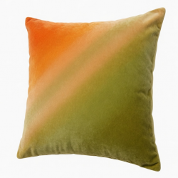 Bohemian Farmhouse Velvet Pillow Covers - Orange Green Ombre Decorative Throw Pillows for