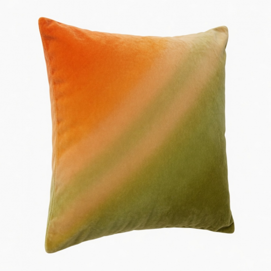 Bohemian Farmhouse Velvet Pillow Covers - Orange Green Ombre Decorative Throw Pillows for