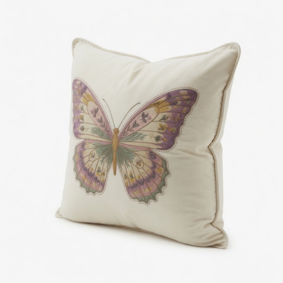 Vintage Butterfly Throw Pillow - Decorative Accent Cushion for Sofa and Bed
