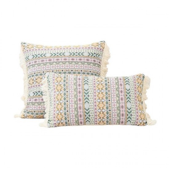 Bohemian Tassel Throw Pillow Cover | Handmade Vintage Cushion for Sofa, Bed, or Office