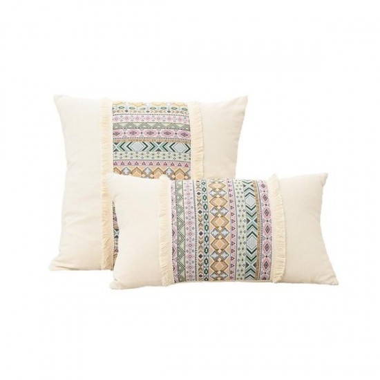 Bohemian Tassel Throw Pillow Cover | Handmade Vintage Cushion for Sofa, Bed, or Office