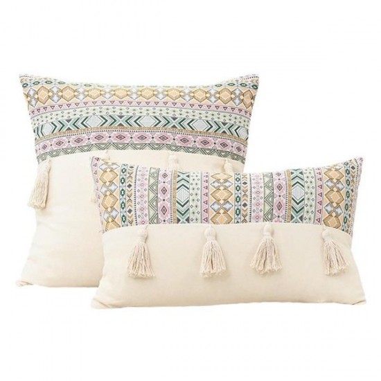 Bohemian Tassel Throw Pillow Cover | Handmade Vintage Cushion for Sofa, Bed, or Office