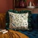 Bohemian Throw Pillow with Lace Trim - Green Velvet Cushion for Sofa & Bed Decor