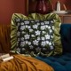 Bohemian Throw Pillow with Lace Trim - Green Velvet Cushion for Sofa & Bed Decor