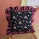 Bohemian Throw Pillow with Lace Trim - Green Velvet Cushion for Sofa & Bed Decor