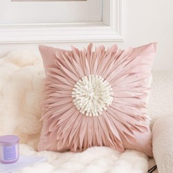Sunflower Throw Pillow Cover | Daisy Print Bohemian Decor for Bedroom & Office