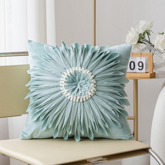 Sunflower Throw Pillow Cover | Daisy Print Bohemian Decor for Bedroom & Office
