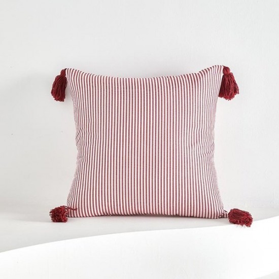 Red and White Checkered Fringe Throw Pillow Cover for Sofa and Home Decor