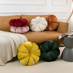 Velvet Floral Throw Pillow Modern Boho Decor Round Flower Cushion for Sofa