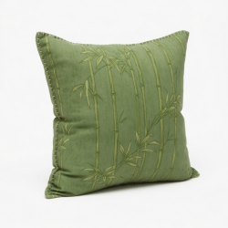 Vintage Green Bamboo Throw Pillow | Hand-Stitched Cushion for Sofa, Bed, and Lounge Decor