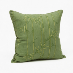 Vintage Green Bamboo Throw Pillow | Hand-Stitched Cushion for Sofa, Bed, and Lounge Decor