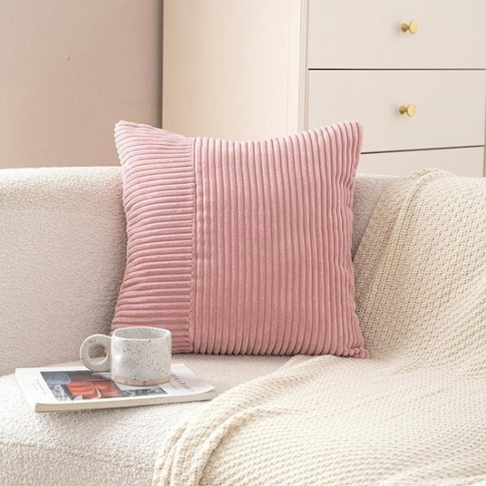 Corduroy Patchwork Pillow Cover Modern Minimalist Ins Style Sofa Cushion Solid Color