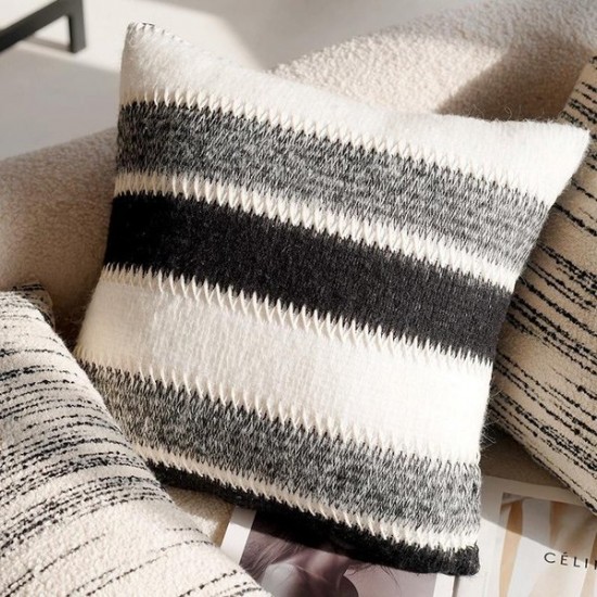 Modern Minimalist Throw Pillow | Luxury Velvet Cushion Cover with Insert for Sofa, Bed,