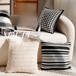 Modern Minimalist Throw Pillow | Luxury Velvet Cushion Cover with Insert for Sofa, Bed,