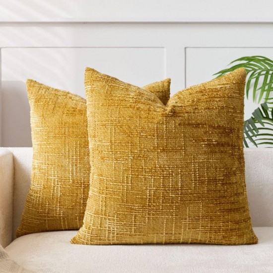 Chunky Chenille Throw Pillow Cover with Textured Bamboo Pattern