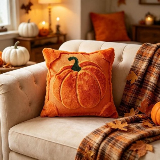 Seasonal Throw Pillow Cover Soft Polyester 45cm/17.7inch Rear Closure for Sofa Bedroom