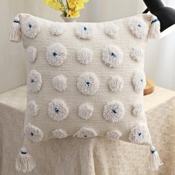 Nordic Woven Throw Pillow for Case Tassel Tufted Circle Dots Square Cushion Cove