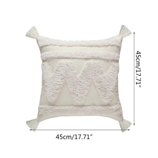 Nordic Boho Minimalist White Throw Pillow for Case Wave Striped Tufted Textured