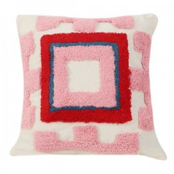 Tribal Boho Tufted Throw Pillow for Case Embroidered Square Pattern Cushion Cove