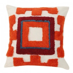 Tribal Boho Tufted Throw Pillow for Case Embroidered Square Pattern Cushion Cove