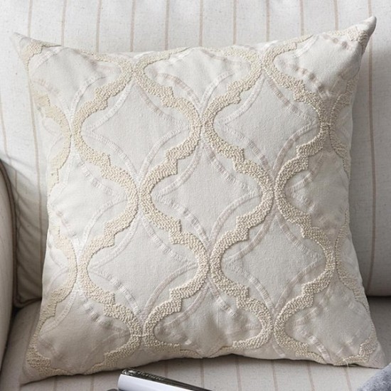 Nordic Cotton Linen Throw Pillow for Case Embroidery Vintage Geometric Plaid Flower