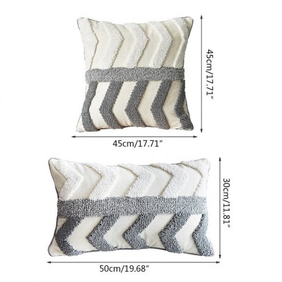 Modern Nordic Woven Tufted Throw Pillow for Case Boho Zig Zag Wavy Striped Geometric