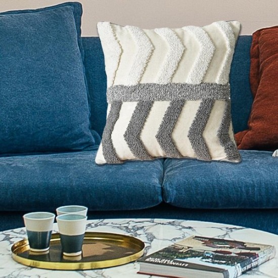 Modern Nordic Woven Tufted Throw Pillow for Case Boho Zig Zag Wavy Striped Geometric