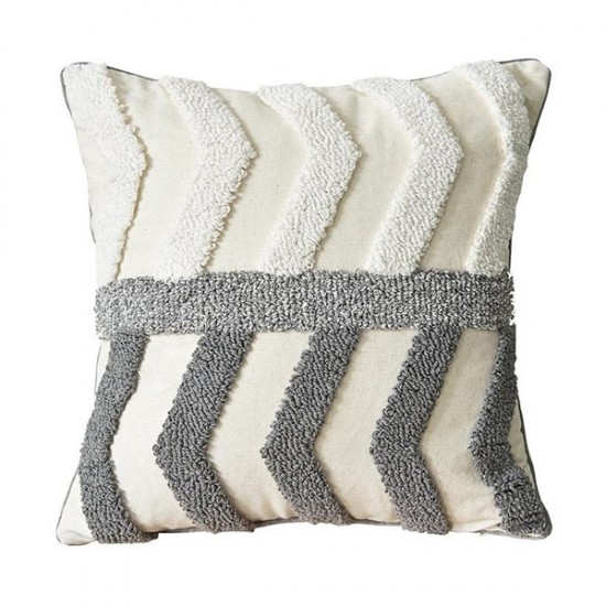 Modern Nordic Woven Tufted Throw Pillow for Case Boho Zig Zag Wavy Striped Geometric