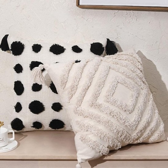 Tufted Boho Throw Pillow Cover Gometric Cushion for Case Soft Farmhouse Pillowca