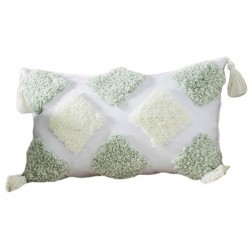 Pastoral Style Woven Tufted Throw Pillow for Case with Tassel Multicolor Rhombus Plaid