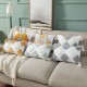 Pastoral Style Woven Tufted Throw Pillow for Case with Tassel Multicolor Rhombus Plaid