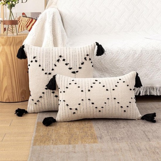 Nordic Modern Minimalist Throw Pillow for Case Farmhouse Black Cream Geometric Tufted