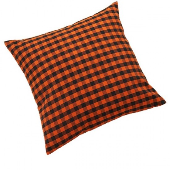 65x65cm Orange Black Grid Throw Pillow for Case Bedroom Sofa Cushion Cover Hugging