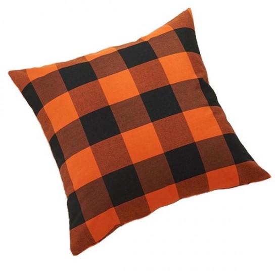 65x65cm Orange Black Grid Throw Pillow for Case Bedroom Sofa Cushion Cover Hugging