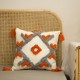 Nordic Style Orange Gray Tufted Throw Pillow for Case with Tassel Boho Woven Embroidery