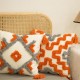 Nordic Style Orange Gray Tufted Throw Pillow for Case with Tassel Boho Woven Embroidery